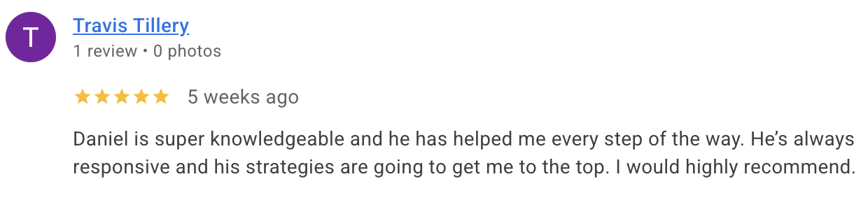 Google review from Travis Tillery