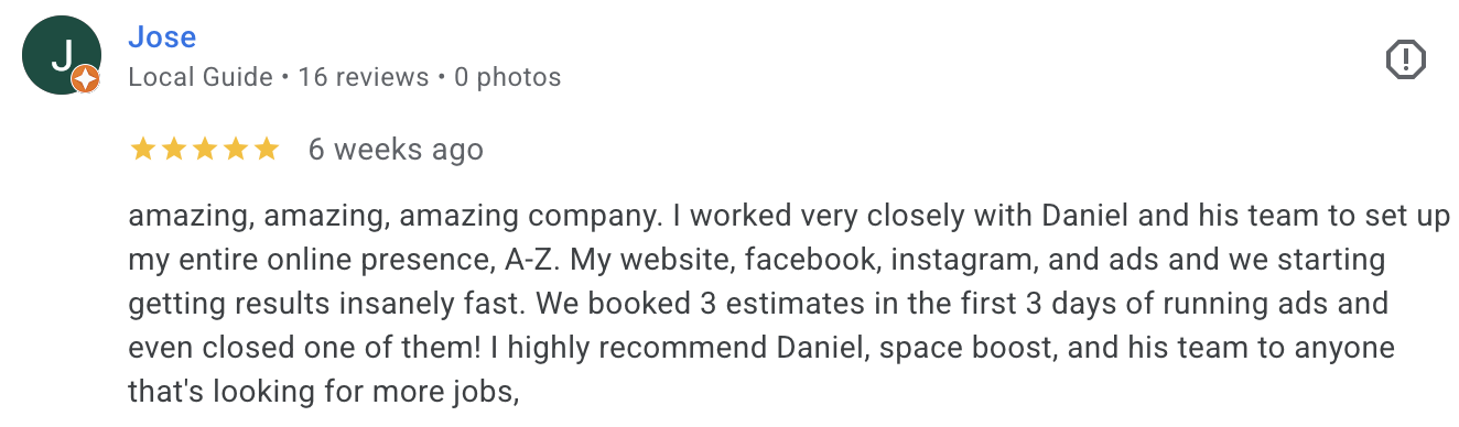 Google review from Jose