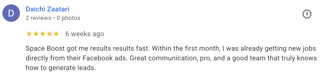 Google review from Daichi Zaatari