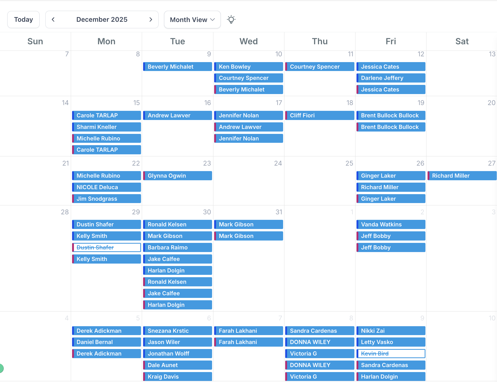 Calendar of demoed appointments — $557K CLOSED