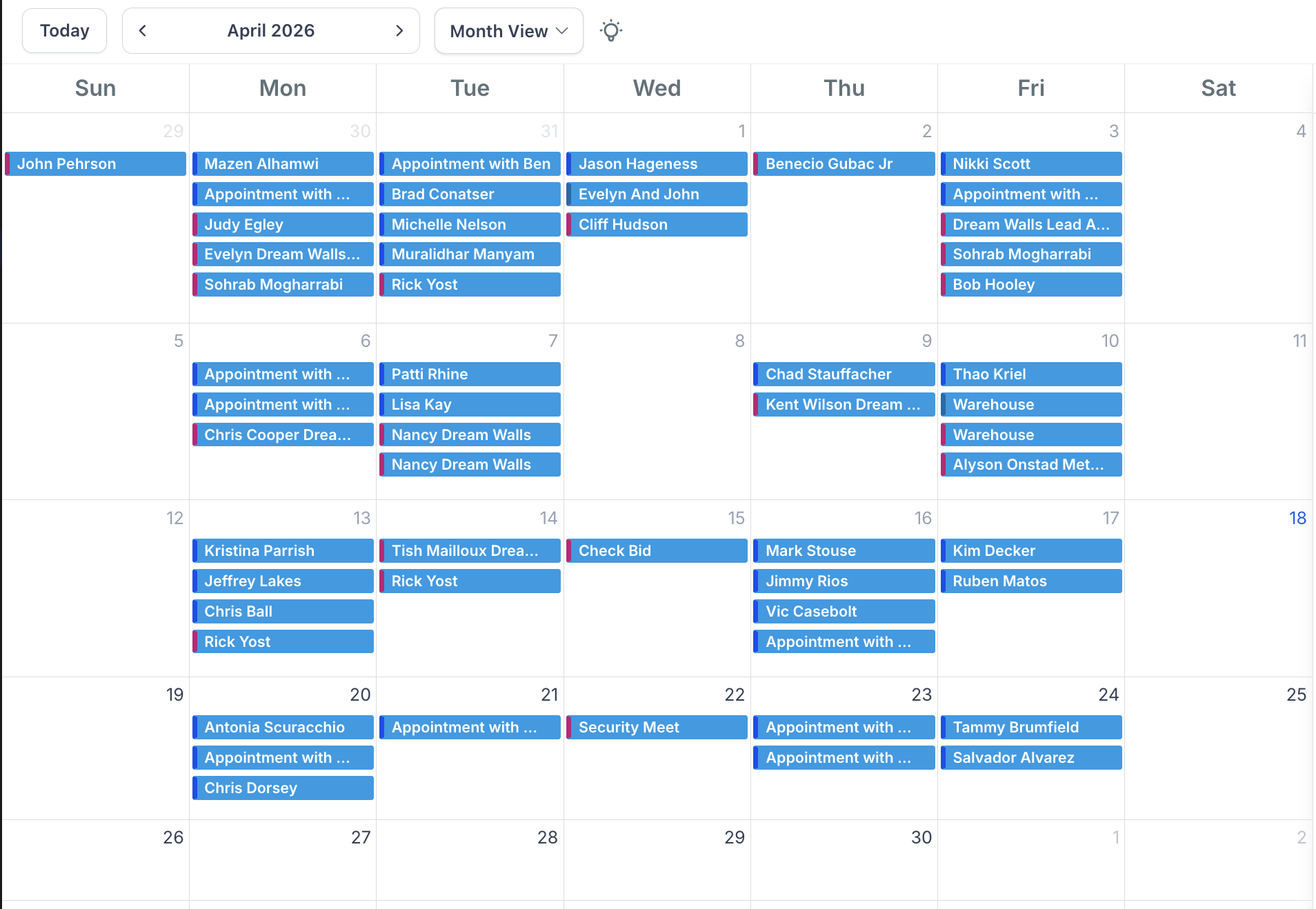 Calendar of demoed appointments — $278K CLOSED